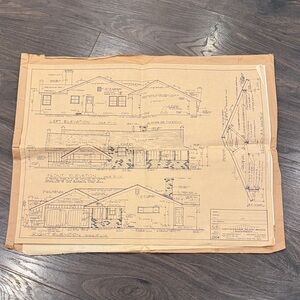 Architectural Blueprint Drawing - Tan/Beige House Elevations